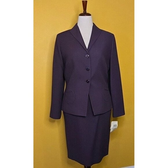 Bill Blass Skirt Suit Womens Violet Quilted Circle Pockets 10 Purple NWT Vintage - Picture 2 of 16